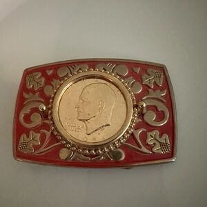 Vintage Eisenhower Silver Dollar belt buckle